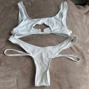 White Ribbed Bikini Set